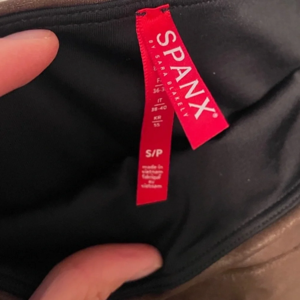 SPANX Faux Patent Leather Shiny Brown Bronze Metallic Leggings Small